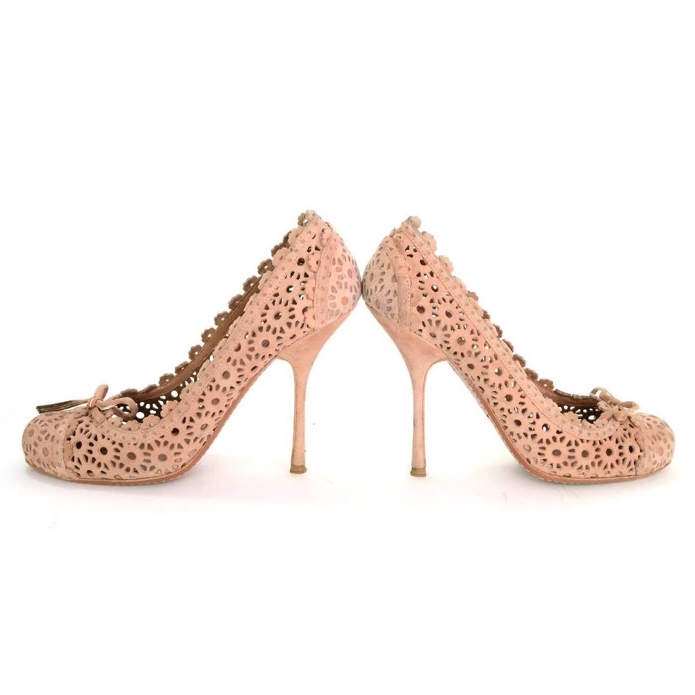 Alaia Nude Laser Cut Suede Pumps size 38